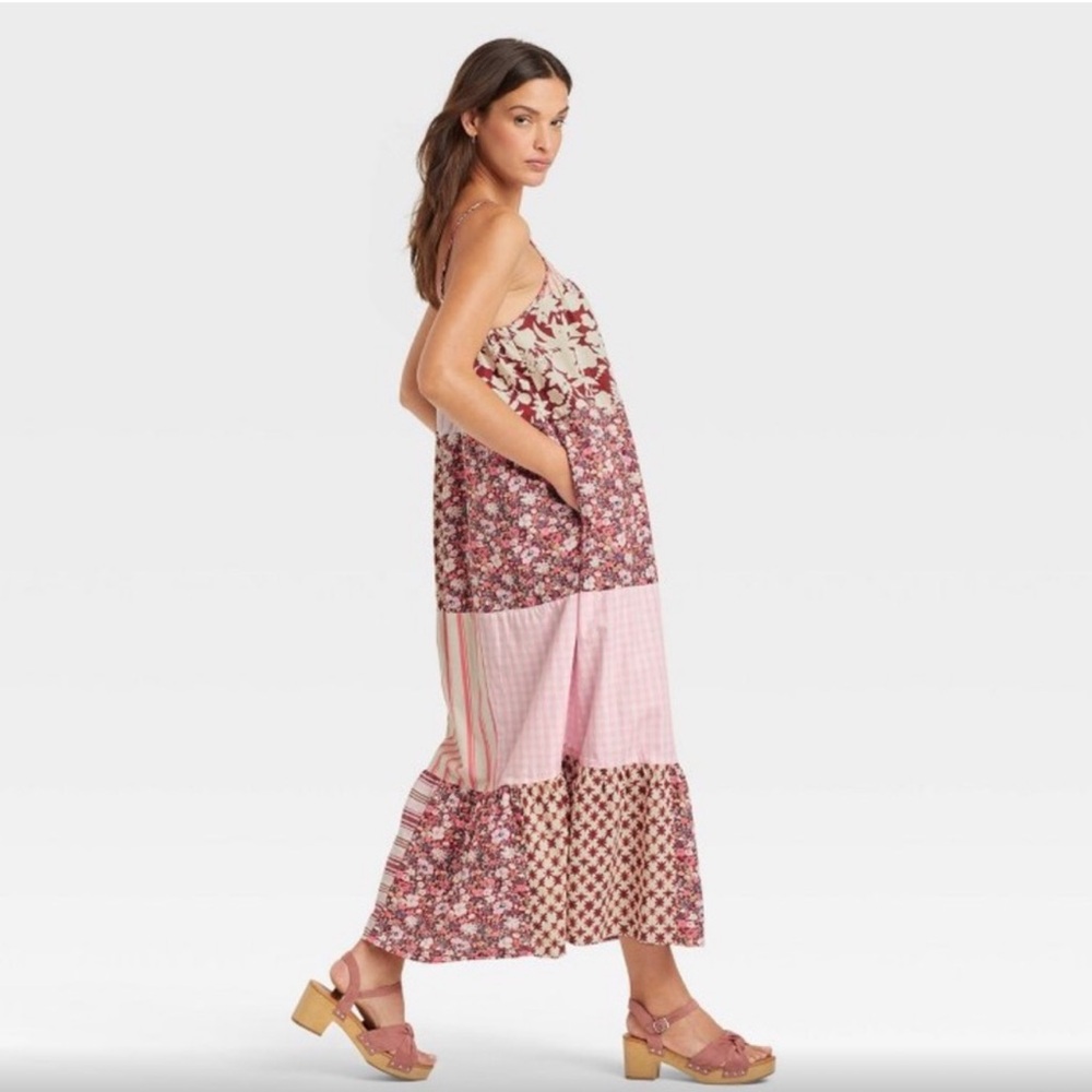 Universal Thread Tiered Patchwork Dress Size S - image 1